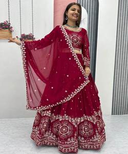 Púrpura Digital impreso trabajo Lehenga Choli para mujer festivo nupcial boda fiesta desgaste indio ropa blusa vestido Lehenga choli - Product Image 4