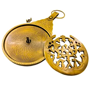 Astrolabio de latón antiguo, placas de calendario persa Vintage de alta calidad, calendario de escritorio y reloj, uso en Mesa - Product Image 2