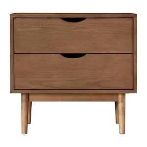 High Quality Walnut-Colored Two-Drawer Solid Wood Bedside Cabinet New Design Scandinavian Style Foldable Bedroom <b>Nightstands</b> - Product Image 3