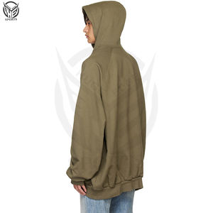 Logo personnalisé de haute qualité 100% coton épais à épaules tombantes sweat à capuche surdimensionné hommes ourlet brut sweats à capuche sans poche pour OEM - Product Image 4