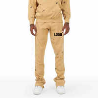 Ensemble de survêtements en coton de haute qualité personnalisés, pantalon évasé en molleton bouclette, sweat à capuche, streetwear, imprimé délavé à l'acide, écoresponsable