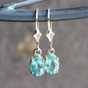 Pendientes de Apatita Ovalados de Plata de Ley 925, Joyería de Piedras Preciosas, Joyería Fina, Elegante Regalo para Mujer, Accesorio de Lujo Hecho a Mano - Product Image 4