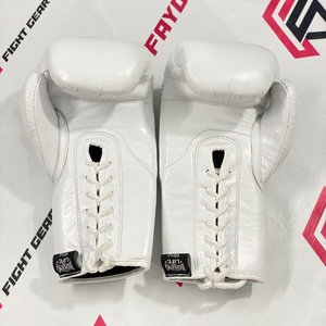 ถุงมือชกมวยคุณภาพพรีเมียมแบบสั่งทำพิเศษ No Boxing No Life รุ่นผูกเชือก สีขาว สำหรับฝึกซ้อม ผลิตตามแบบ OEM หนังแท้ระดับมืออาชีพ - Product Image 2