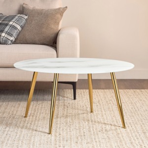 Table cylindrique ronde élégante en or conçue pour les chambres à coucher et les coins décoratifs avec un attrait intemporel - Product Image 2