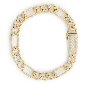 Natural Diamond Figaro Link Bracelet Hot Selling Hip Hop Jewelry Best Seller Custom Made Solid <b>Gold</b> Unique Bracelet For Unisex - Product Image 1