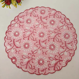 Beautiful Pink Handmade Modern Floral Leaves Napkins Set Cotton Scalloped Edge Embroidery Soft Printed Home Banquet Wedding - Product Image 6