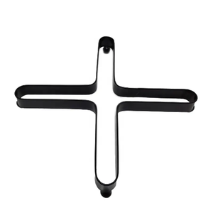 Recién llegado, salvamanteles de hierro en forma de X de estilo moderno, decoración de mesa con recubrimiento de polvo negro mate para cocina a granel - Product Image 1