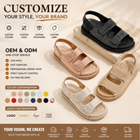 Sandales compensées en PVC tendance pour femme, avec strass et cristaux, style luxe, pour l'été