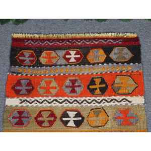 พรมวินเทจขนาดเล็ก 1.9x3.5 ฟุต พรมตุรกี พรมขนสัตว์สีส้ม - Product Image 3