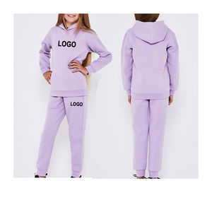 Ropa deportiva unisex para niños en blanco liso de invierno, Conjunto de sudadera con capucha de 2 piezas, ropa para niños, chándal para niños, chándales para niños - Product Image 5