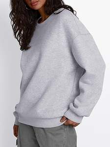 Sudadera de Forro Polar Extra Grande de Alta Calidad para Mujer, con Logotipo Personalizado, Cuello Redondo, Hombros Caídos, Informal, Deportiva, con Capucha Larga - Product Image 3