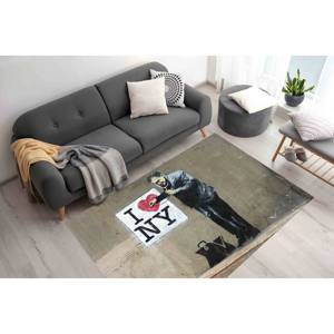 Tapis imprimé : Tapis Banksy I Love NY pour la décoration de bureau, tapis en velours - Product Image 1