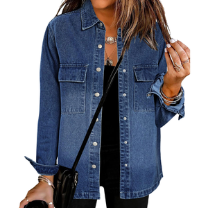 Camisa Vaquera de Mezclilla para Mujer, Servicio OEM, Nuevo Diseño de Moda, Transpirable, Lisa, Teñida, para Uso en Exteriores - Product Image 3