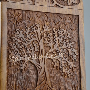 Urna de palisandro hecha a mano para cenizas humanas Árbol DE LA VIDA vertical Urnas de madera Urna de cremación de entierro funerario hecha a mano para perro - Product Image 4
