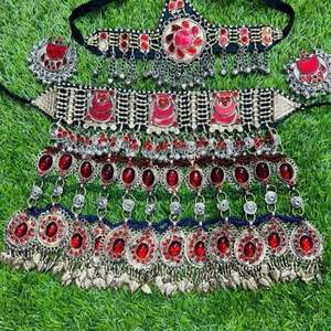 ชุดเครื่องประดับชนเผ่ากุจิอัฟกานิสถาน แฟชั่นใหม่ ชุดเครื่องประดับอัฟกัน ต่างหู สร้อยคอ สำหรับผู้หญิง - Product Image 2