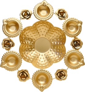 New Golden metal <b>Tea</b> <b>Light</b> Candle Holder with Traditional Diya Design for Home Temple Pooja Festive Decoration Diwali Lighting - Product Image 3