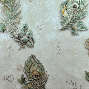 <span class=keywords><strong>Papier</strong></span> <span class=keywords><strong>peint</strong></span> <span class=keywords><strong>de</strong></span> style luxueux avec des plumes <span class=keywords><strong>de</strong></span> <span class=keywords><strong>paon</strong></span>, <span class=keywords><strong>papier</strong></span> <span class=keywords><strong>peint</strong></span> <span class=keywords><strong>de</strong></span> fond <span class=keywords><strong>de</strong></span> chambre à coucher avec un effet d'atmosphère rétro - Product Image 2