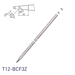 Pointe de fer à souder inclinée à 45 degrés Hakko T12-BCF3Z Shape-3BC (Z), type couteau, connecteur à clipser, pointe de 3 mm/longueur de 10 mm - Product Image 1