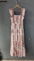 Robe longue maxi en pur coton, imprimé floral gothique fait main, sans manches, tenue d'été, grande taille, style indien pour femmes
