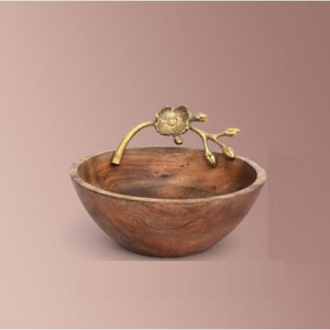 Cuenco redondo moderno de madera con acento de hoja plateada, ensaladera, centro de mesa precioso, mesa de comedor y uso en la cocina, novedad - Product Image 6