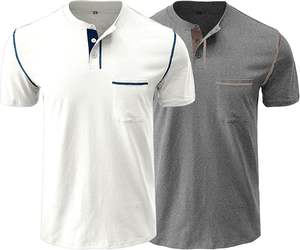 เสื้อยืด Henley ของผู้ชายมีความทนทาน OEM ใส่สบายและมีสไตล์-เหมาะสำหรับชุดลำลองสำหรับผู้ชาย - Product Image 1