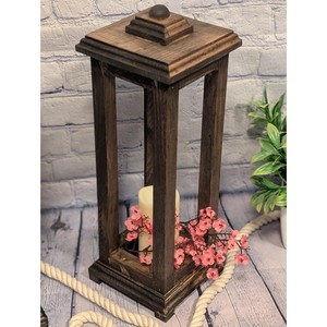 โคมไฟเทียนทำด้วยมือทำจากไม้แนวชนบทเป็นมิตรต่อสิ่งแวดล้อมชุดโคมไฟตกแต่งบ้านไร่สามชิ้นเพื่อความอบอุ่นมีสไตล์สำหรับบ้านและงานแต่งงาน - Product Image 2