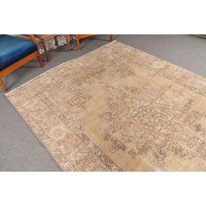 Grand tapis vintage, tapis turc de 6,46 x 9,9 pieds, tapis brun en laine - Product Image 2