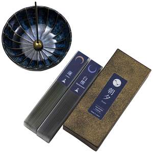 Set de Regalo de Incienso de Baja Humidificación para Yoga; Incienso de Loto y Sándalo con Portaincienso de Loto Azul Marino - Product Image 3