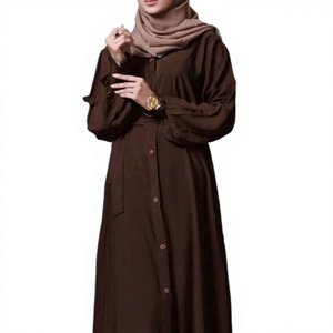 Abaya premium con cinturón y mangas con puños tipo gofre, abaya larga de crepé Jazz, conjunto de túnica maxi para mujer, para oración. - Product Image 1