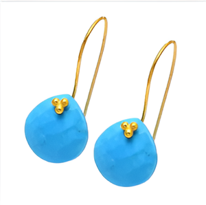 Briolette <b>Heart</b> Shape Turquoise Gemstone Handmade Ear Wire <b>Earrings</b> 925 Sterling Silver Jewelry Fashionable <b>Earring</b> For Wedding. - Product Image 6