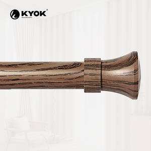 ราวม่านไม้สไตล์เรโทร KYOK พร้อมขายึดผนัง ขนาดเส้นผ่านศูนย์กลาง 0.75-0.99 นิ้ว รูปทรงกระบอก ดีไซน์ทนทาน - Product Image 3