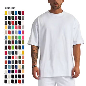 เสื้อยืดผ้าฝ้ายผสมโพลีเอสเตอร์สีขาวพิมพ์ลายว่างเปล่าออกแบบได้ตามต้องการ240กรัมสำหรับผู้ชาย - Product Image 1