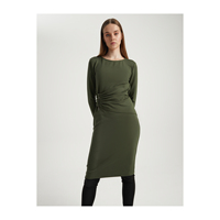 Robe décontractée courte à manches longues avec fermeture éclair, sans poche, sans doublure, sans ceinture, en mélange de viscose, coupe moderne