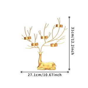 Candelabro de Reno de Lujo con Acabado Dorado Mate, Perfecto para Centro de Mesa, Decoración de Sala de Estar y Ocasiones Festivas, de la India - Product Image 5