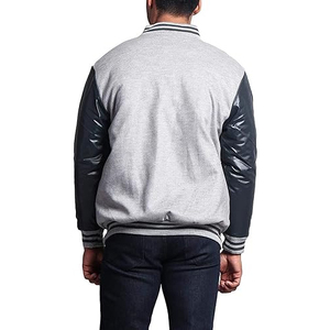 Hot Selling Black Varsity Jackets for Men Stand Collar <b>Woolen</b> Fabric Casual Style Front CollegeBaseballjacket for men - Product Image 2