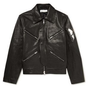 Blouson aviateur en cuir de mouton camouflage - Style vintage unisexe avec logo frontal, respirant et séchage rapide pour la saison printanière - Product Image 1