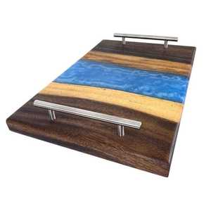 Bandeja para servir de resina y madera Natural de la mejor calidad, estilo rústico con pulido brillante, cocina casera, boda, uso en Hotel, servicio de restaurante - Product Image 2