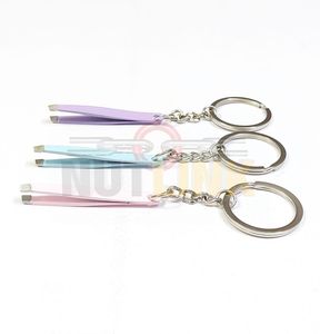 Ensemble de pinces à cils et sourcils en acier inoxydable de haute qualité, avec poignée confortable, pointues et biseautées, pour la beauté des cils, format porte-clés - Product Image 3