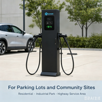Station de recharge AC pour véhicules électriques 44 kW, double prise Type 2, fonctionnalités intelligentes, unités de charge au sol, OCPP2.0, IP55, compteur MID, écran LCD 5 pouces