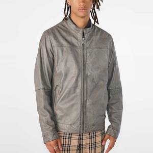 Chaqueta de cuero gris genuino para hombre Cuero de grano completo de alta calidad con aspecto vintage Ideal para moda urbana y aventuras al aire libre - Product Image 3