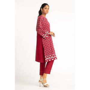 Conjunto de Pantalón y Top de Cambray Teñido en Color Granate Informal para Mujer, Talla XS, Tejido de Punto, Color Sólido, Moderno, para Oficina, Primavera/Verano - Product Image 2