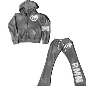 Costume de jogging avec logo personnalisé du fabricant Ensemble pantalon de survêtement à capuche zippé et délavé à l'acide imprimé bouffant au soleil Ensemble survêtement évasé à superposition Survêtement pour hommes - Product Image 5