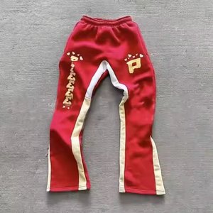 Pantalon de survêtement personnalisé en molleton lourd 100% coton Patchwork Joggers cordon Baggy bouffée impression pantalon évasé coupe ample - Product Image 6