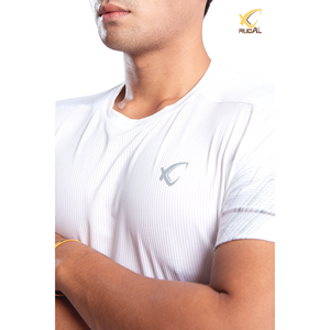 001เสื้อยืดกีฬาสำหรับผู้ชาย, ชุดลำลองสำหรับใส่วิ่งเล่นยิมแขนสั้นผ้าสแปนเด็กซ์สีทึบ - Product Image 5