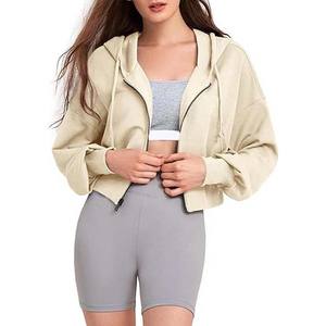 Sudadera corta con cremallera de estilo moderno para ropa urbana, manga larga, textura suave, sudadera corta para mujer - Product Image 3