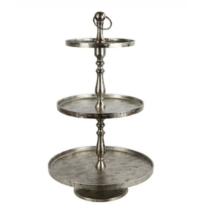 Hot Selling Modern Design Aluminium 2 <b>Tier</b> <b>Cake</b> <b>Stand</b> Silver Metal Hammered Finish Eco-Friendly Dishwasher Safe Dessert Display - Product Image 3