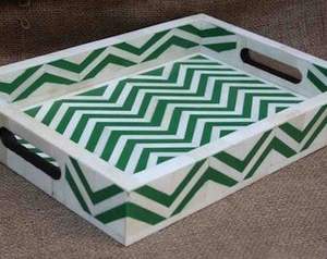 Bandeja con incrustaciones de comida, bandeja para servir hecha a mano, incrustaciones de hueso de lujo, desayuno de Ramadán, comida, fruta, café, té, bandeja decorativa - Product Image 6