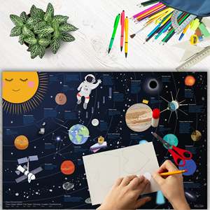 Cartoon-Style Children's <b>Desk</b> Mat 60x40cm Fabric Design 3mm Thickness for Universe-Themed Workspace - Product Image 5