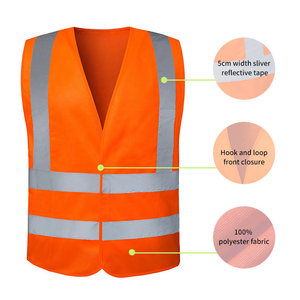 Chaleco reflectante sin mangas de seguridad Color naranja reflectante de alta visibilidad Poliéster Impermeable Reflectante Ropa DE SEGURIDAD HI VIS - Product Image 5