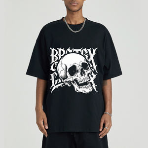 T-shirt unisexe vintage personnalisé avec imprimé graphique de crâne, coton lourd, surdimensionné, noir - T-shirt unisexe avec logo pour homme - Product Image 1